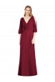Long Burgundy Bell Sleeves Trumpet V-Back Formal Dress / Bridesmaid Dress Canberra