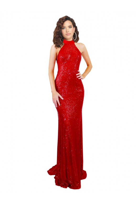 Long Red Sleeveless Mermaid Open Back Sequin Formal Evening Gown / Prom Dress / Bridesmaid Dress Canberra