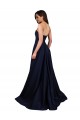 Long Dark Navy Sleeveless A-Line Low Back Formal Dress / Bridesmaid Dress Canberra