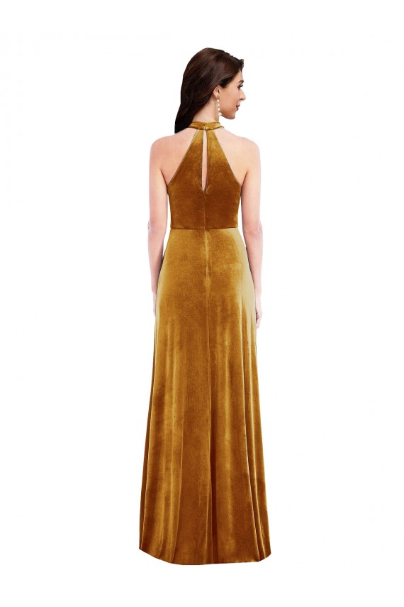 Long Gold Sleeveless Trumpet Keyhole Back Semi Formal Evening Dress / Prom Dress / Bridesmaid Dress Canberra
